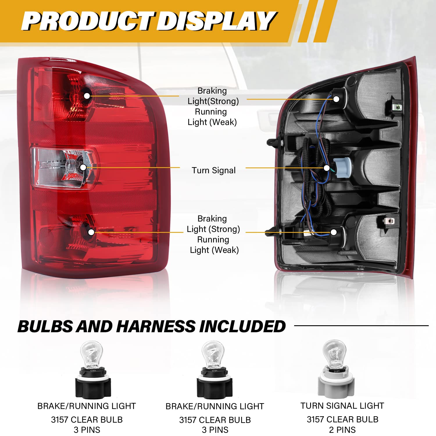 CLERYYE Silverado tail light for 07-14 2500HD right side improves signaling