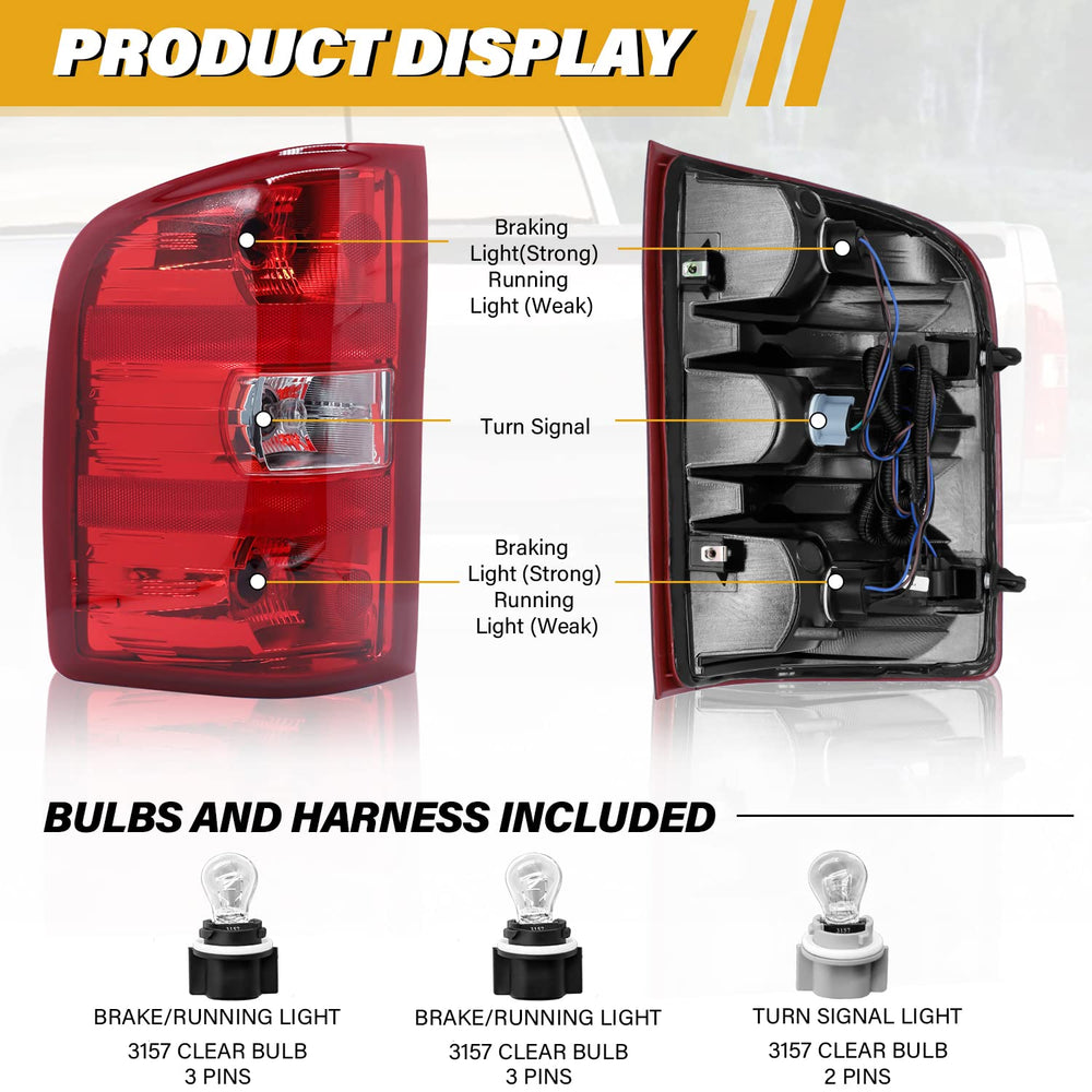 CLERYYE tail light left driver side Silverado 07-14 HD back view