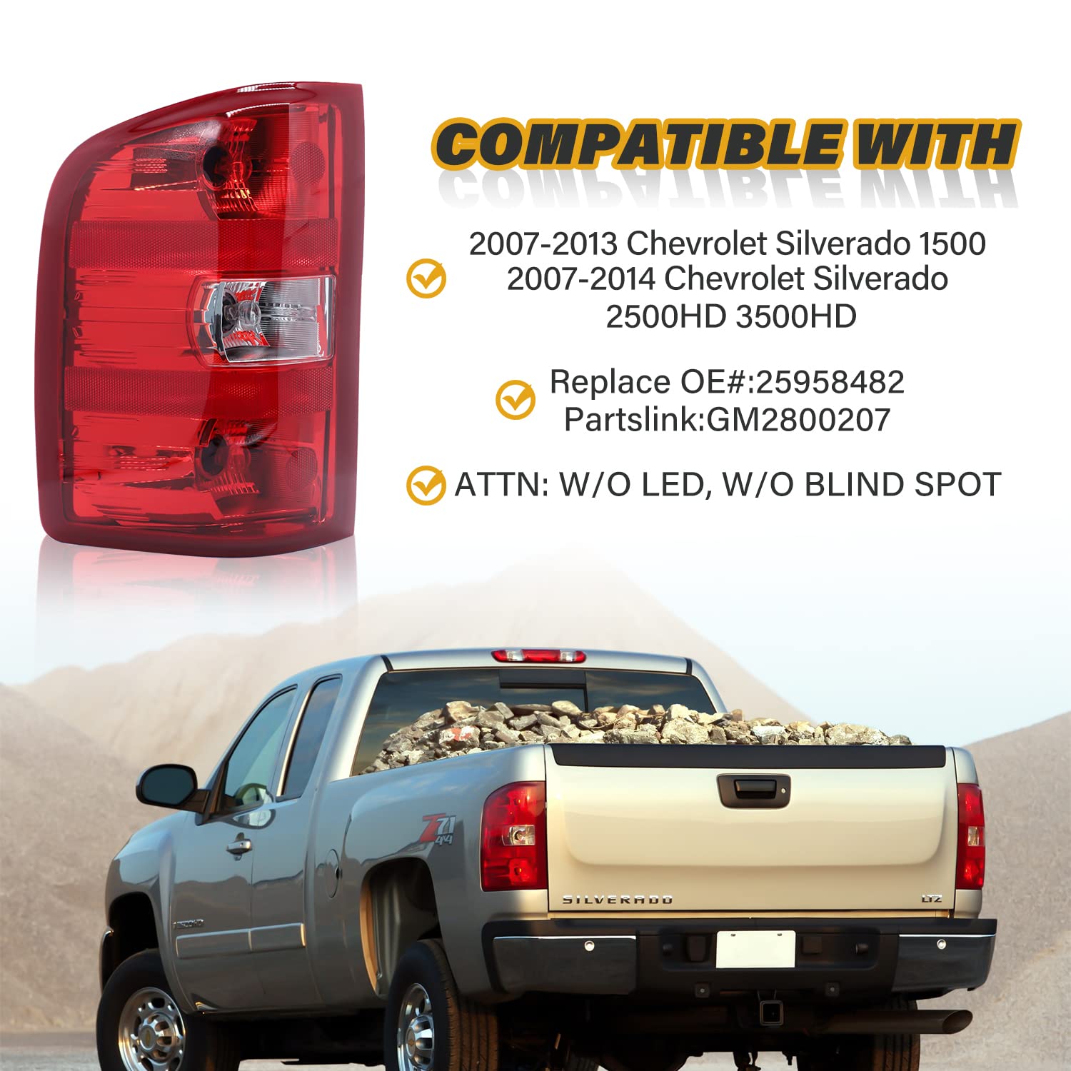 CLERYYE tail light showcasing waterproof and dustproof design for Silverado