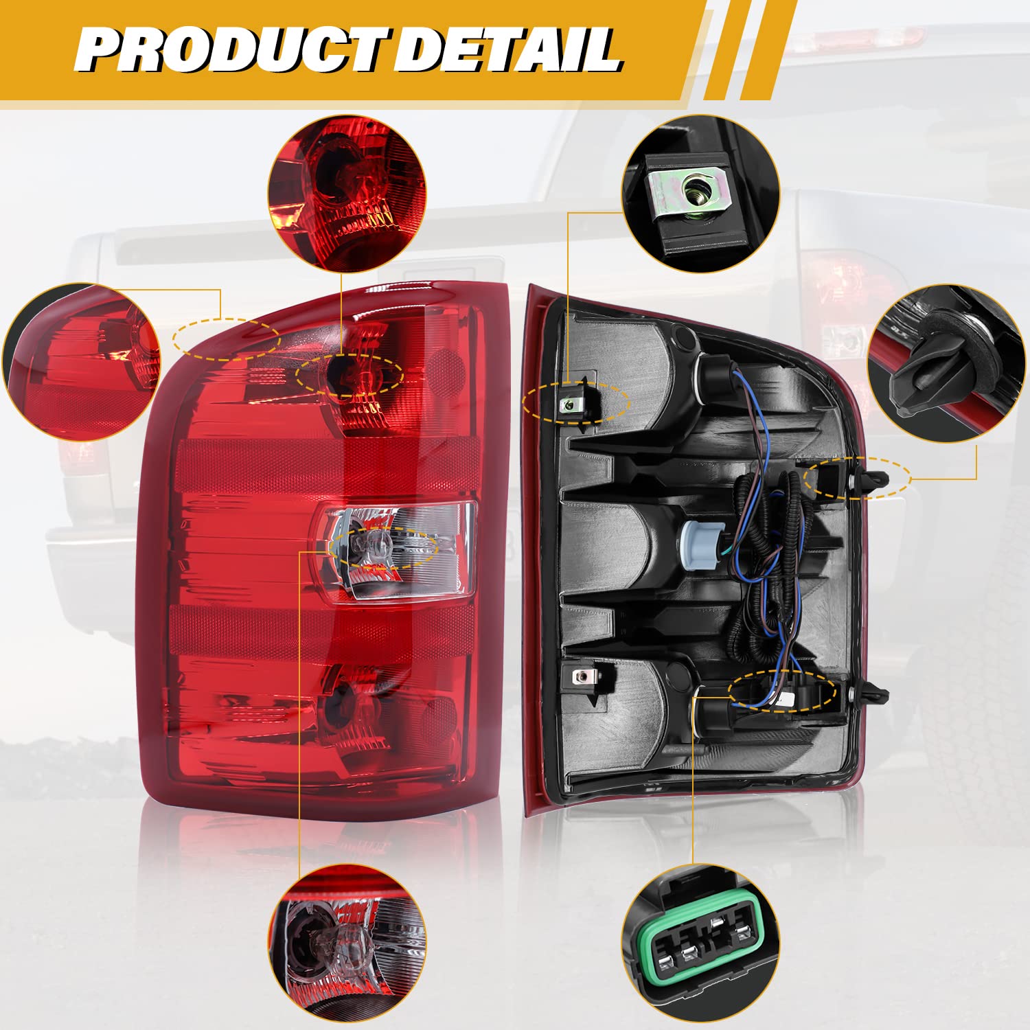 Bulbs and harness included with CLERYYE tail light for Silverado 07-13
