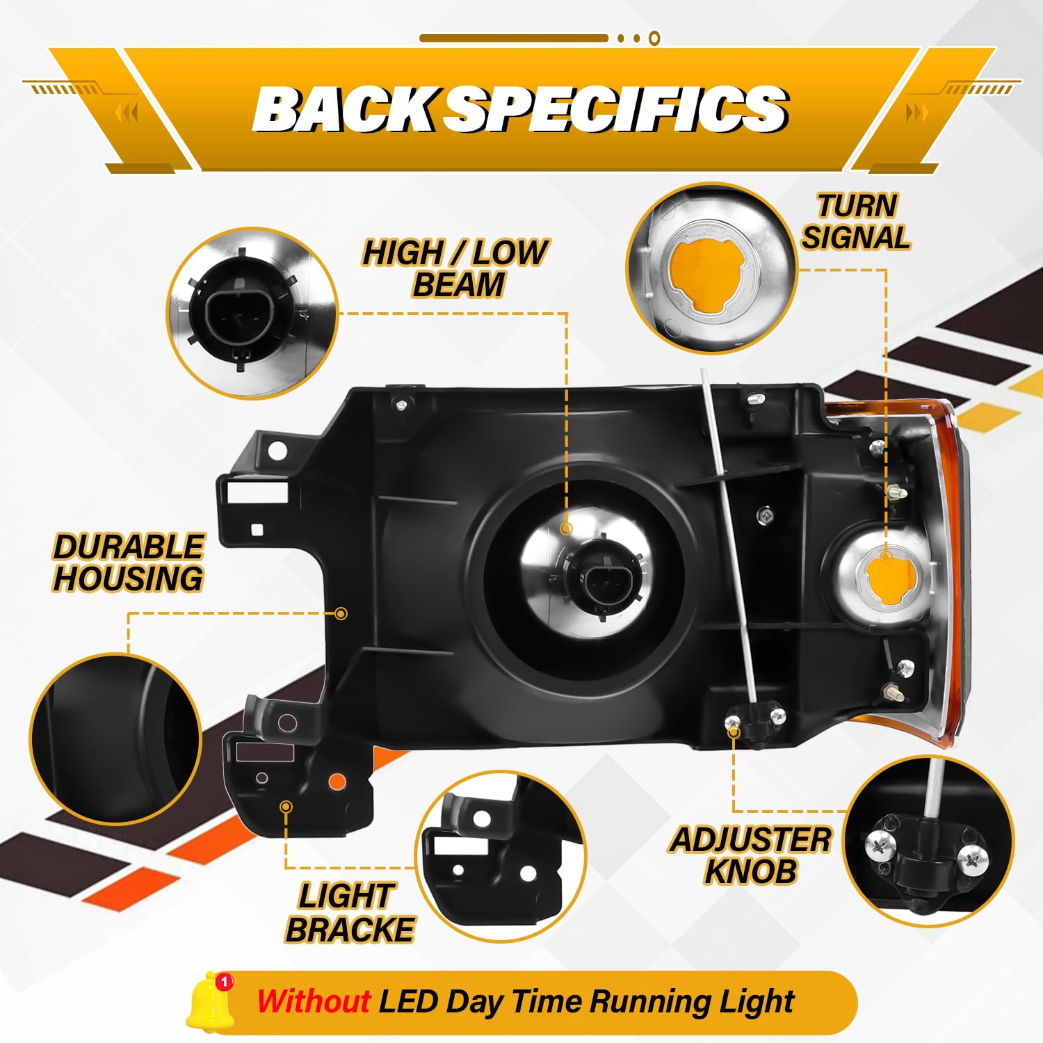 Cleryye halogen headlamp with chrome housing for clear weather illumination.
