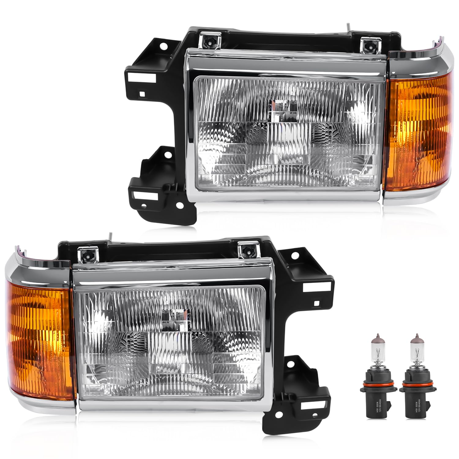 Cleryye headlight assembly with chrome left for Ford Bronco enhances front visibility.
