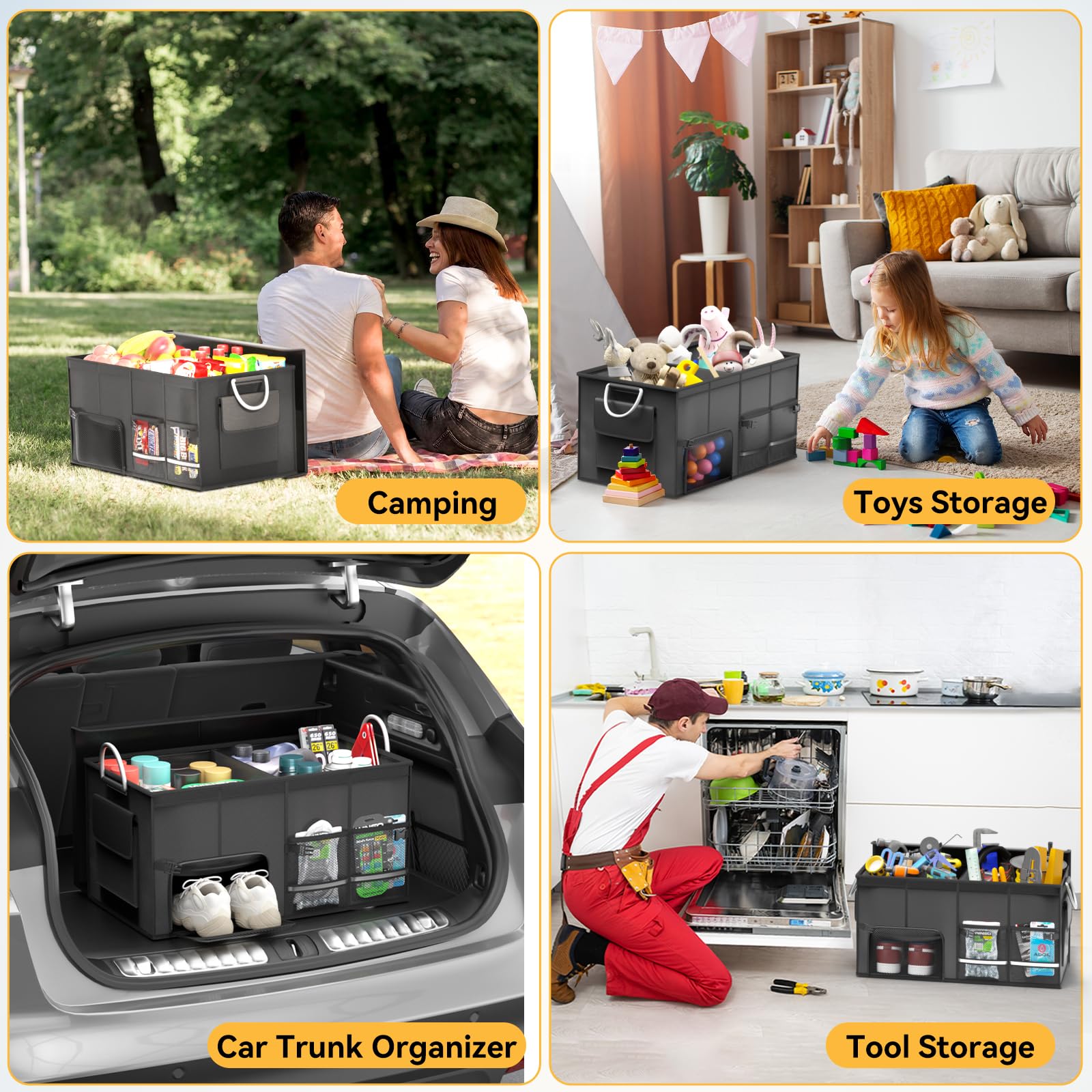 CLESOO car grocery organizer doubles as home storage