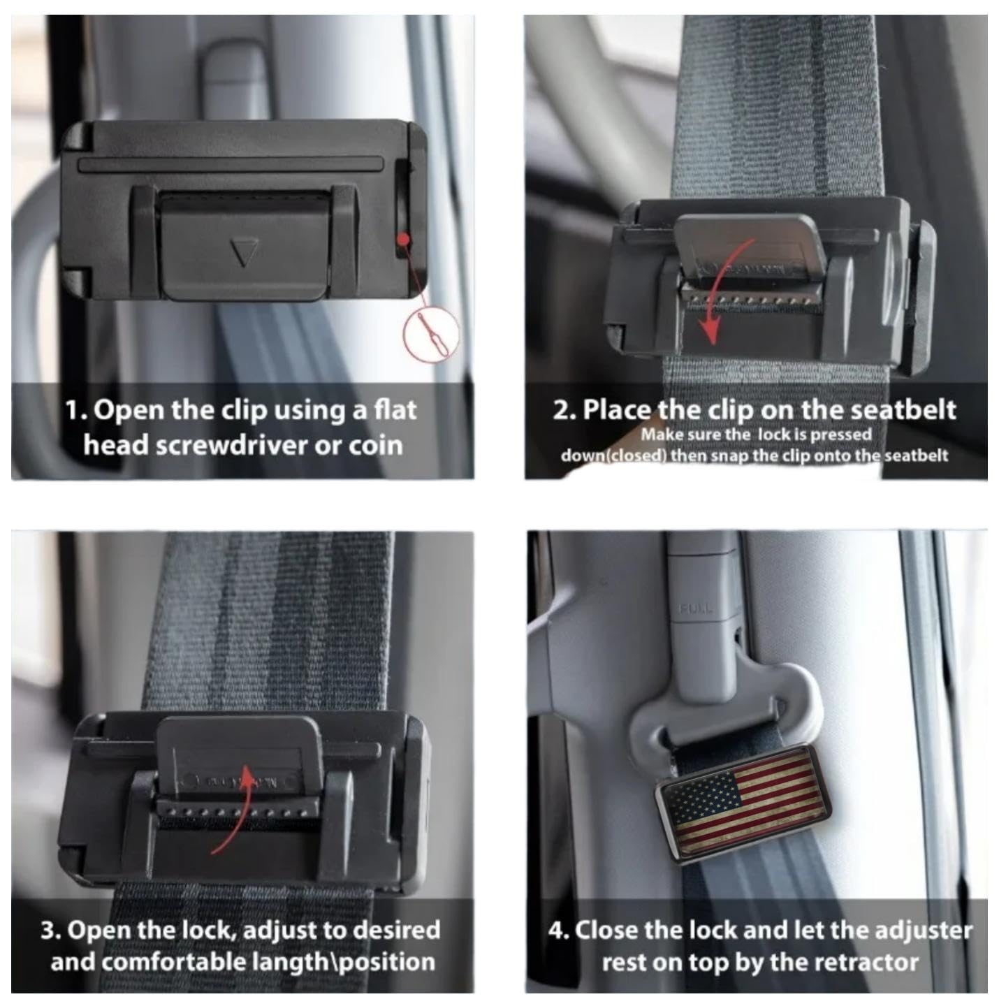 CLHMY seatbelt adjuster ABS plastic construction emphasizes durability and long life.