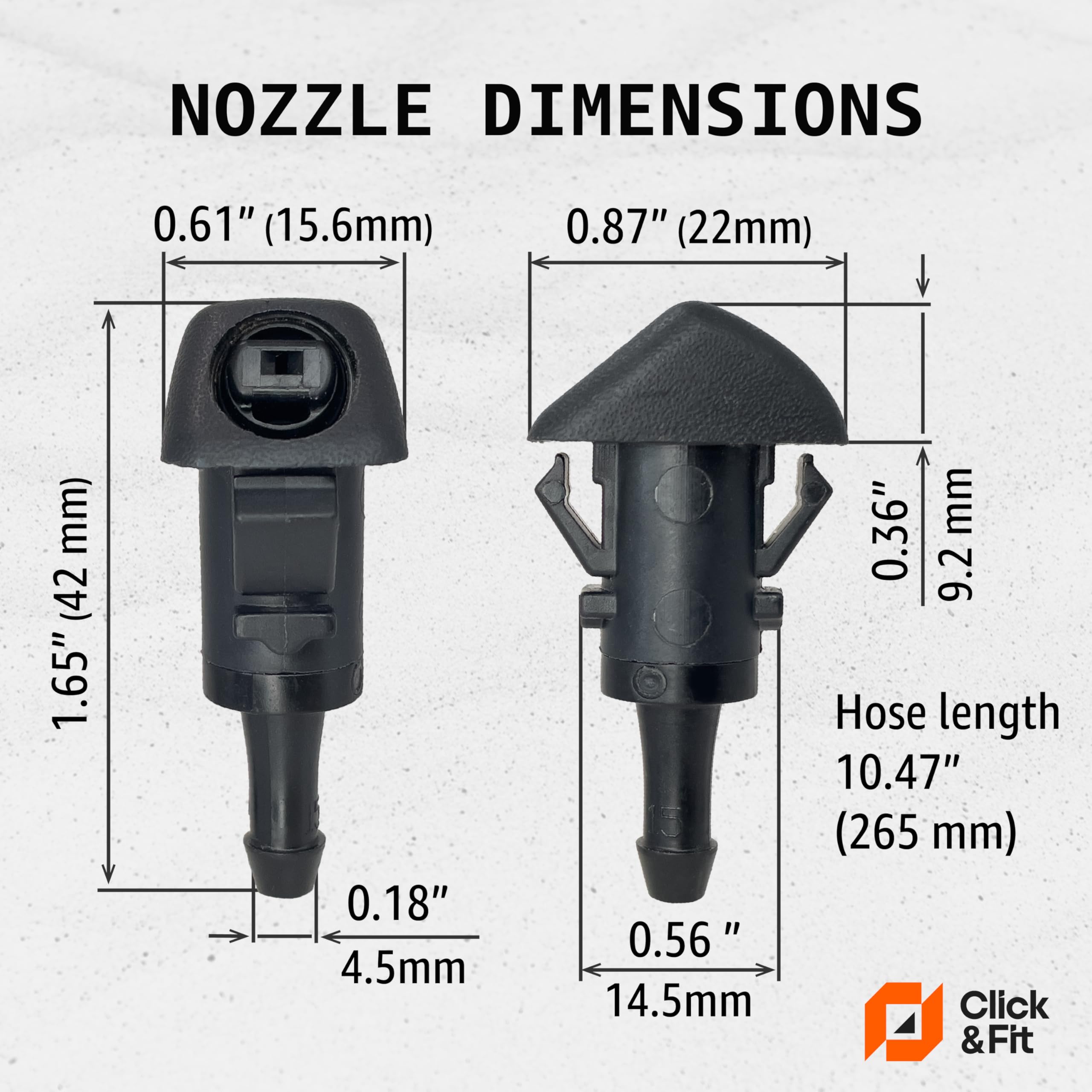 Click&Fit nozzle installation image showing easy-fit DIY replacement.