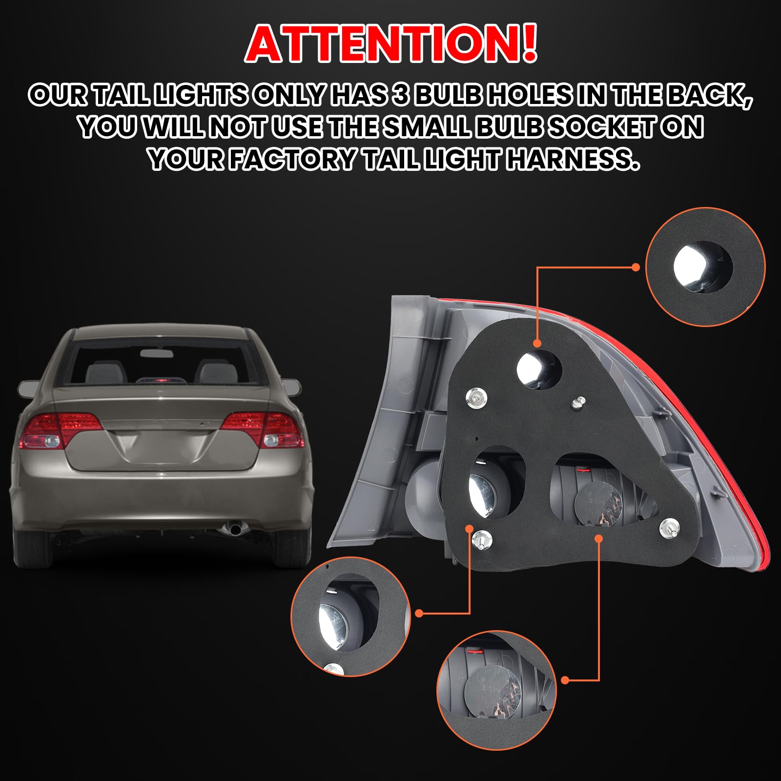 Clidr tail light for Honda Civic Hybrid left side.