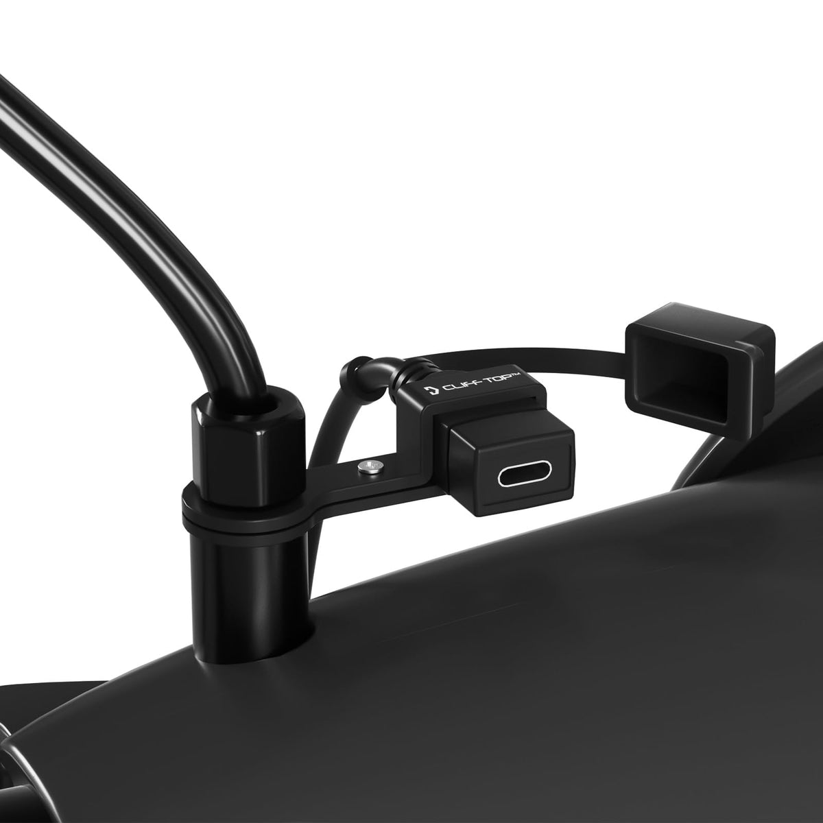 Cliff Top motorcycle USB charger front view for quick on-handlebar access.