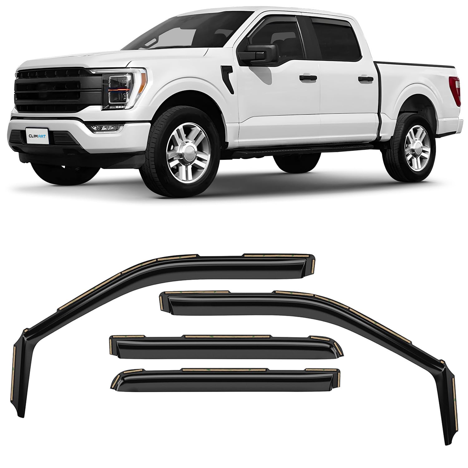 CLIM ART in-channel rain guard for F150 SuperCrew keeps rain out while you drive.