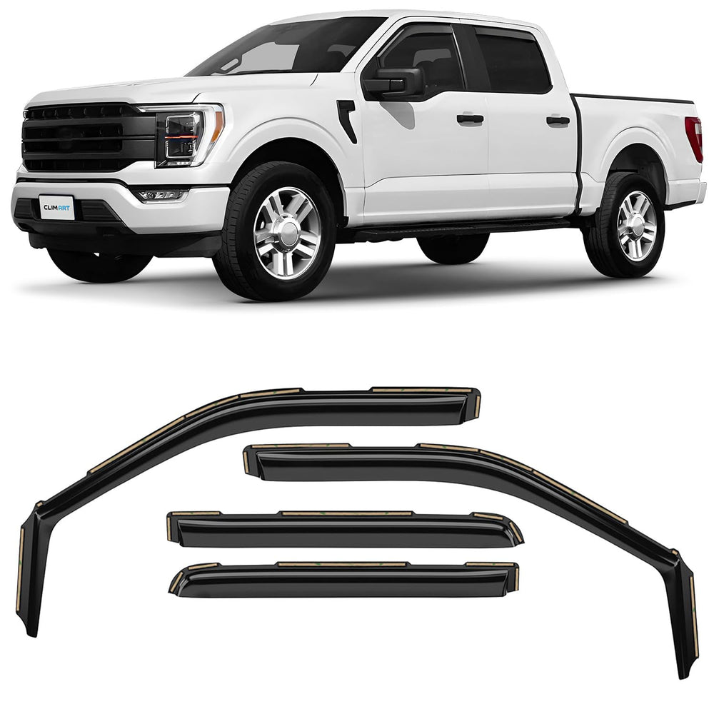 CLIM ART in-channel rain guard for F150 SuperCrew keeps rain out while you drive.