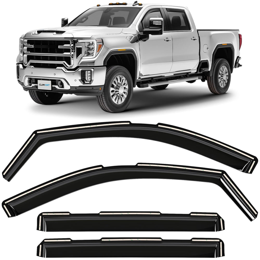 CLIM ART in-channel rain guard front left for GMC Sierra with wind control benefits.