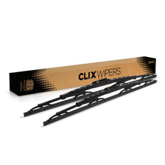 Clix Wipers 18-inch blades in a 2-pack for driver and passenger sides, ready for daily use.