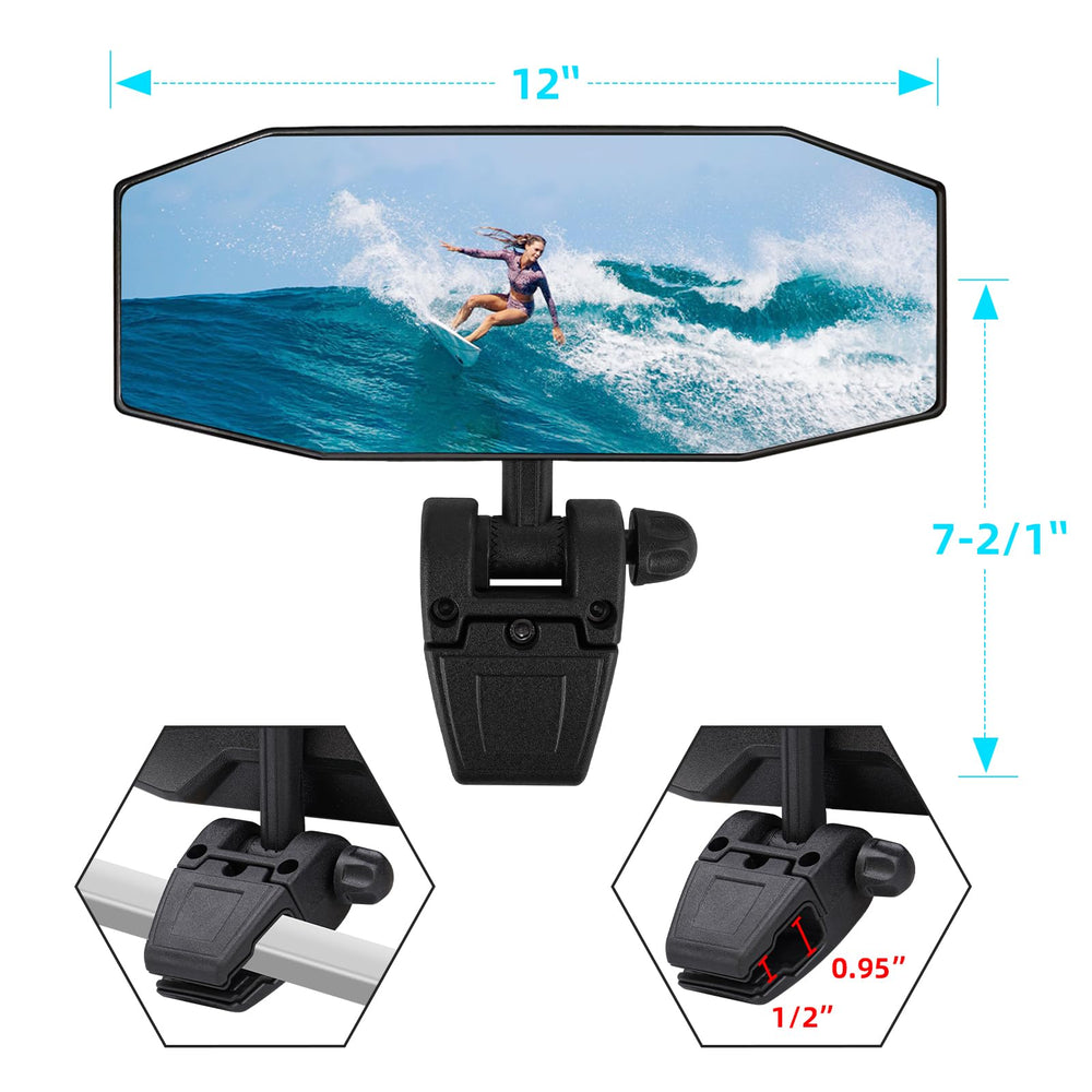 CLLOMAGY boat mirror with 360-degree head enables flexible rear viewing.