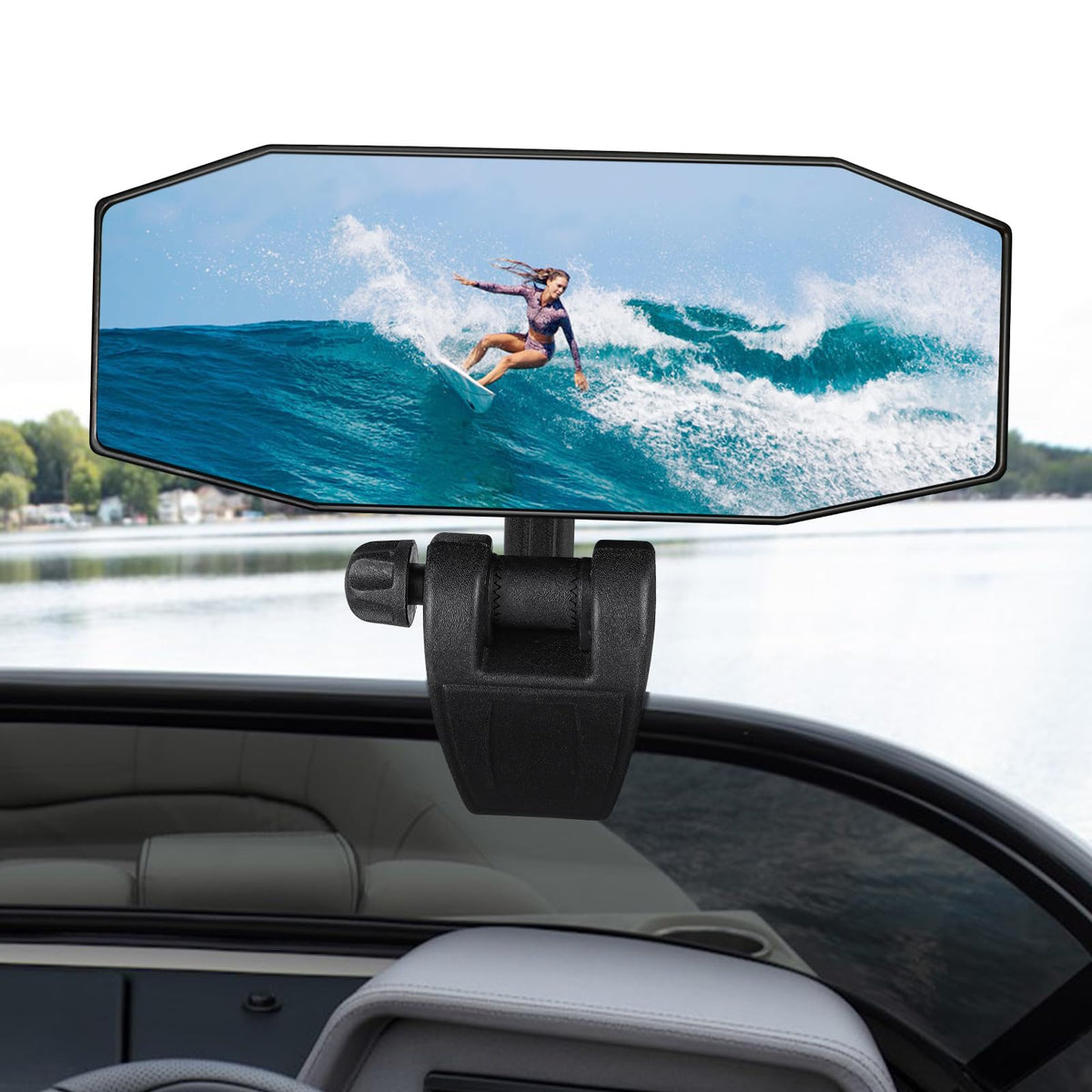 CLLOMAGY pontoon rear-view mirror offers wide visibility for safer boating.