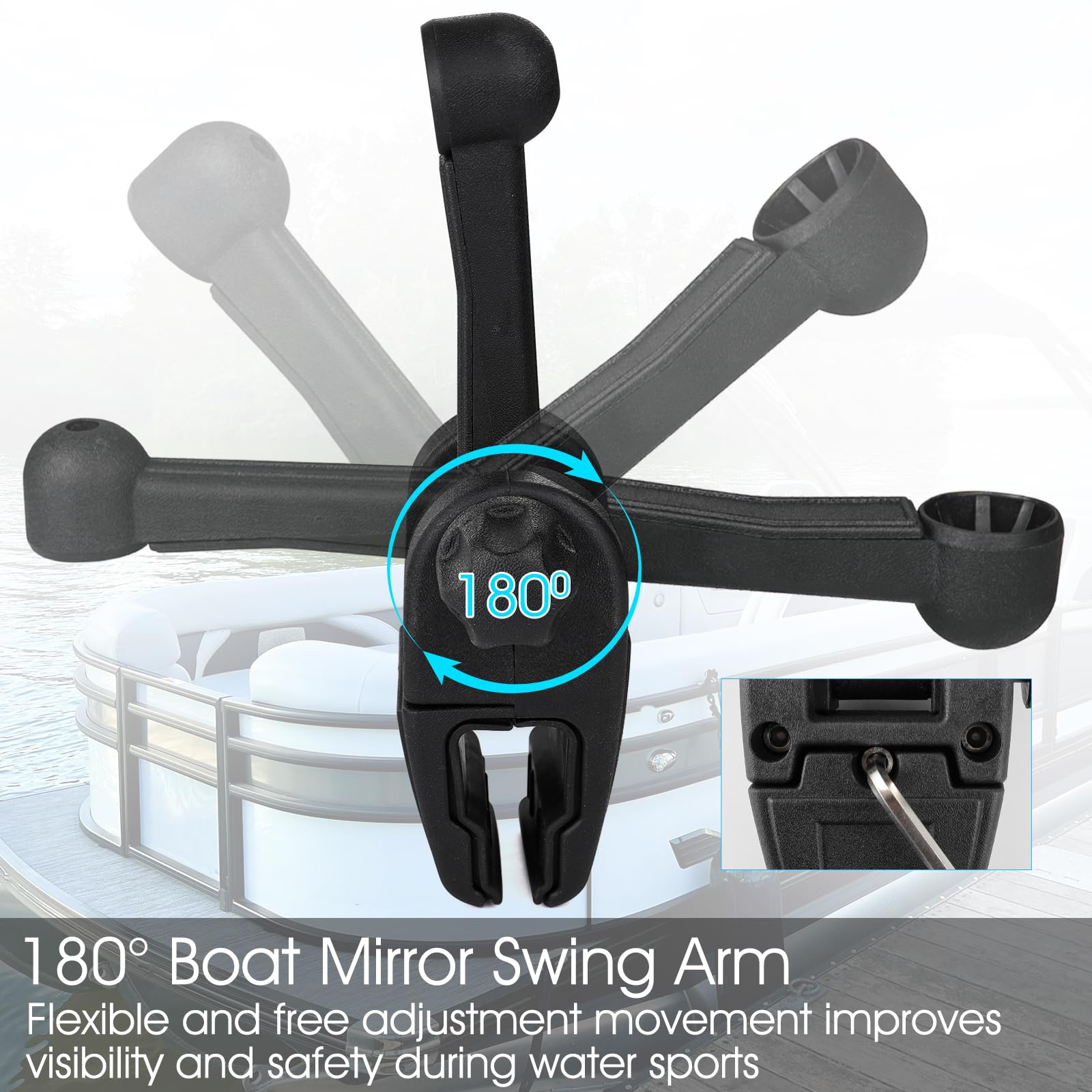 CLLOMAGY marine mirror features scratch-proof swing arm for durability.