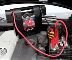 Clore Booster PAC ES5000 with 43-inch cables enables easy reach for vehicle jump starts.
