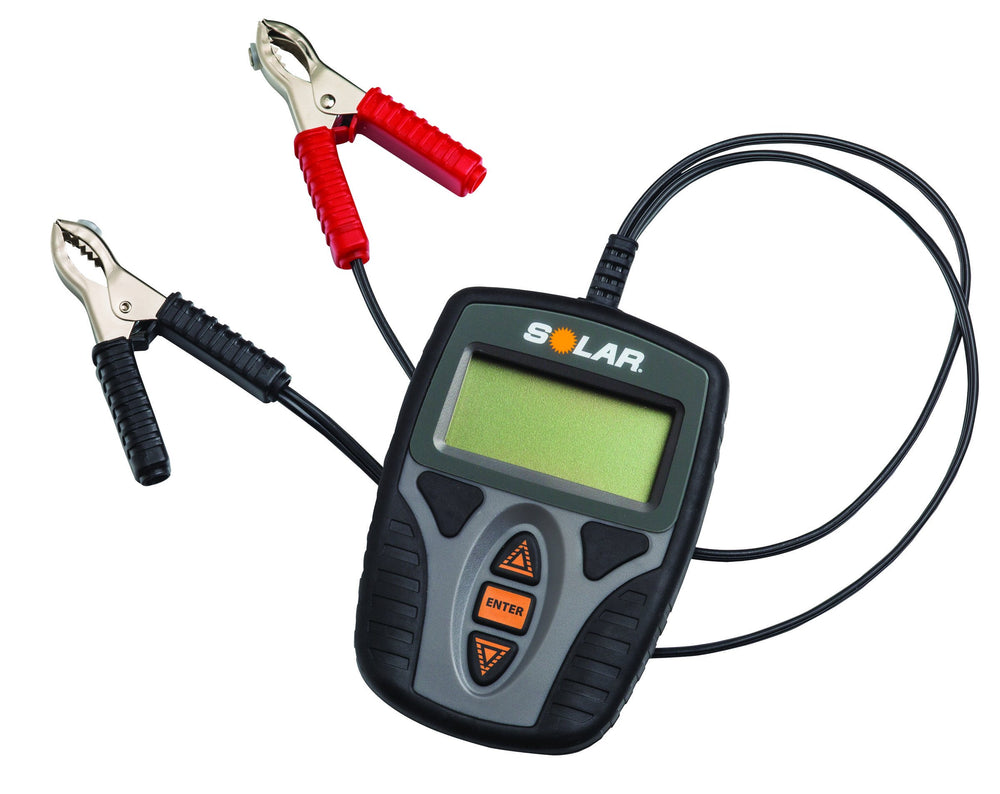 Clore Automotive SOLAR Digital 12V Battery Tester display shows clear results for quick checks.