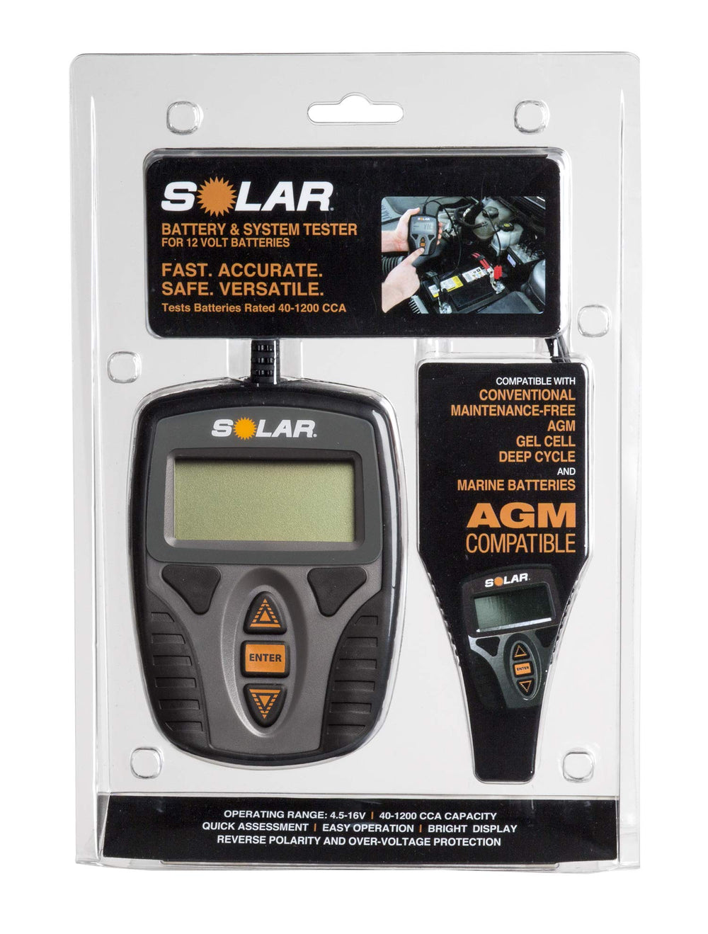 Clore Automotive SOLAR Digital 12V Battery Tester with case ready for shop or road.