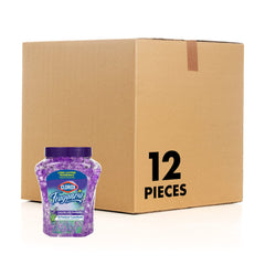 Clorox Fraganzia beads lavender-eucalyptus jar refreshing a room with lasting fragrance.