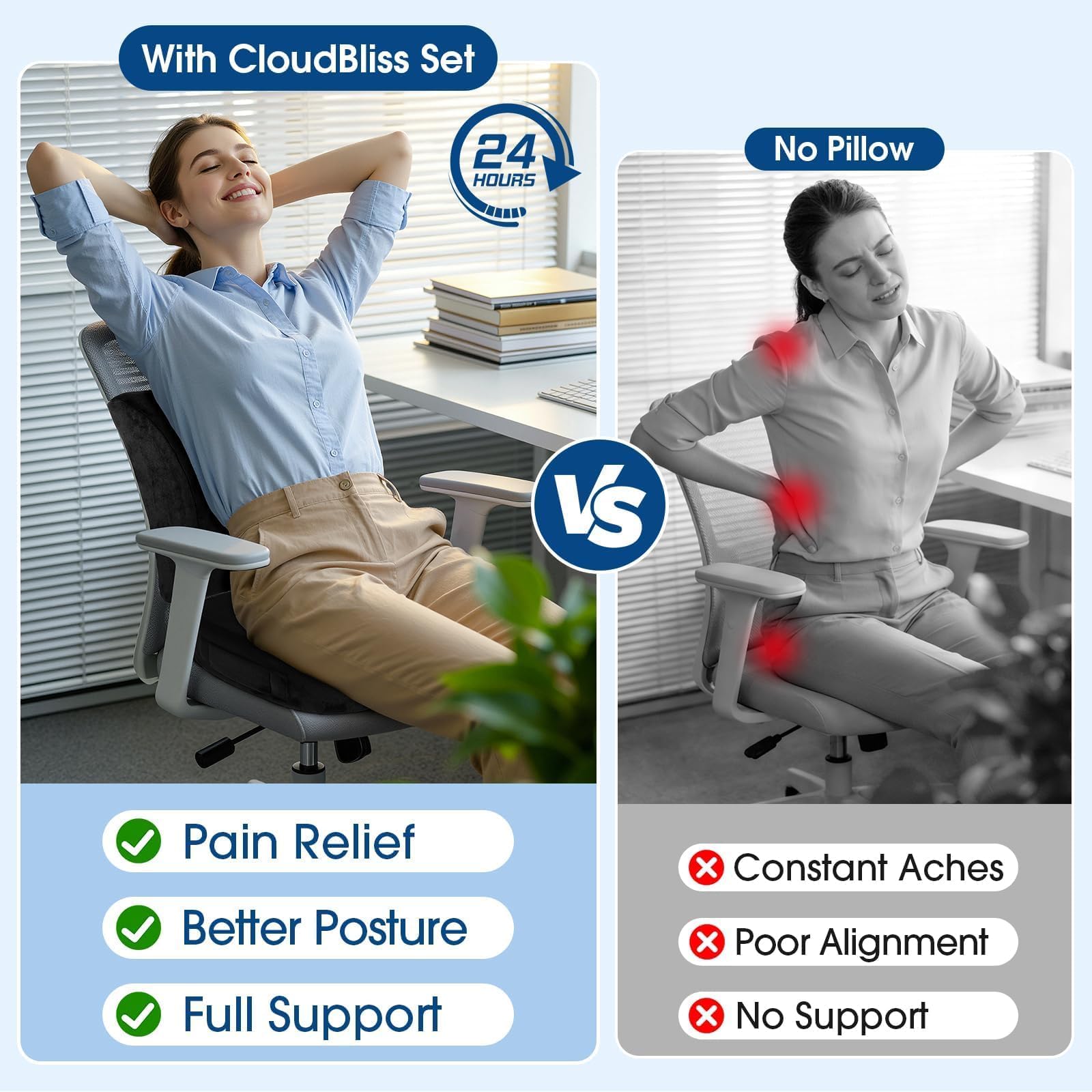 CloudBliss cushion with non-slip base ensures seat stays in place