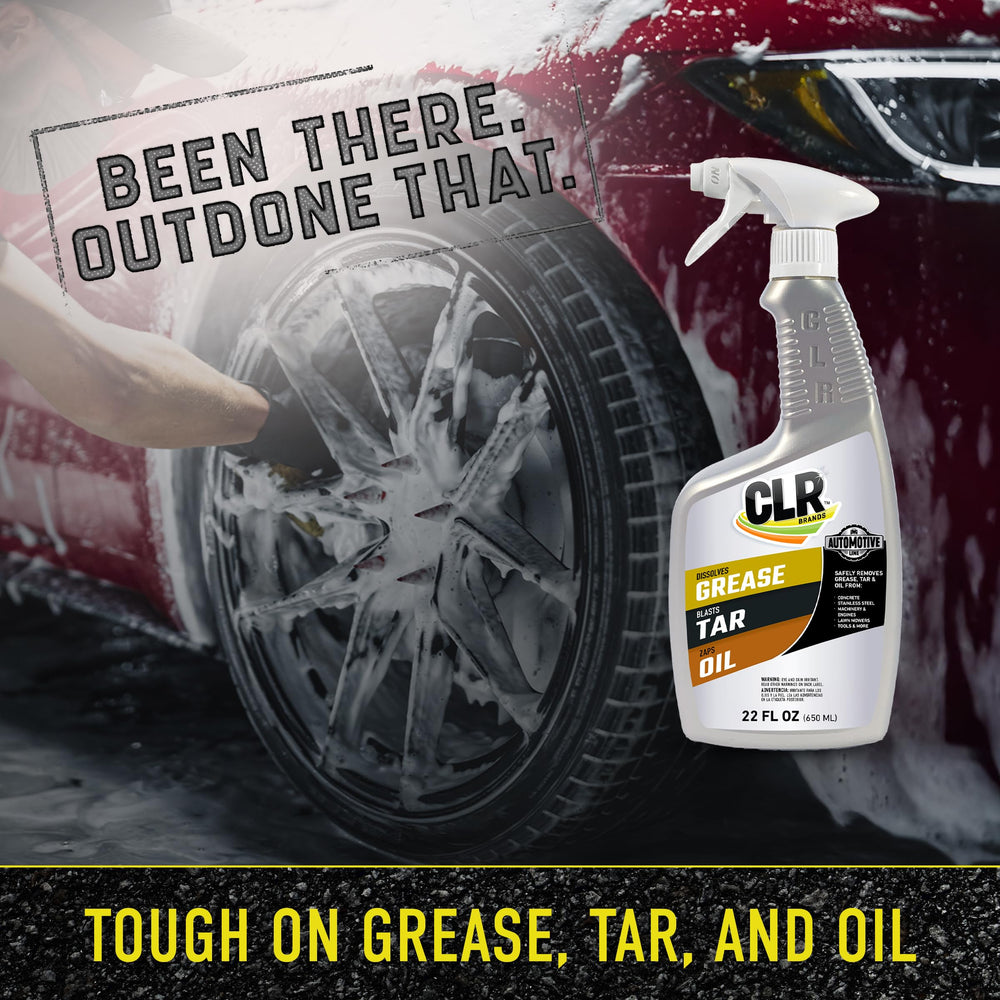 Ergonomic CLR spray bottle designed for easy handling during cleaning