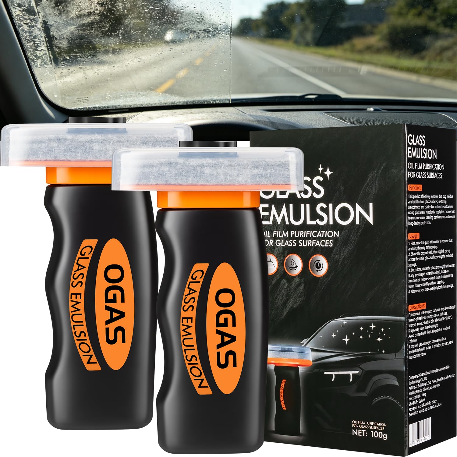 Clussbin car oil film cleaner bottle applies solution for hydrophobic protection on glass