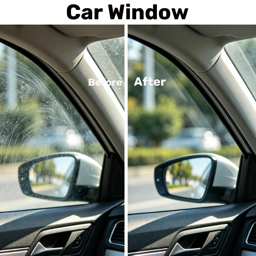 Clussbin-cleaning-solution-dispensing system demonstrates automatic coverage on glass.