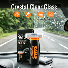 Clussbin windshield-cleaning-brush in action removing oil film and grime.