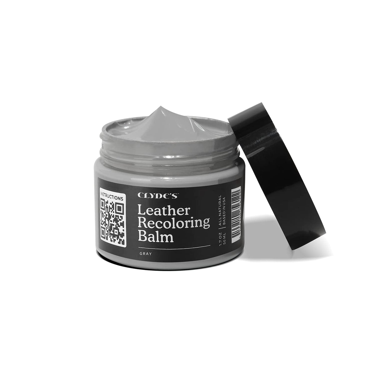 Clyde's Recoloring Balm packaging shows non-toxic leather dye for at home restoration