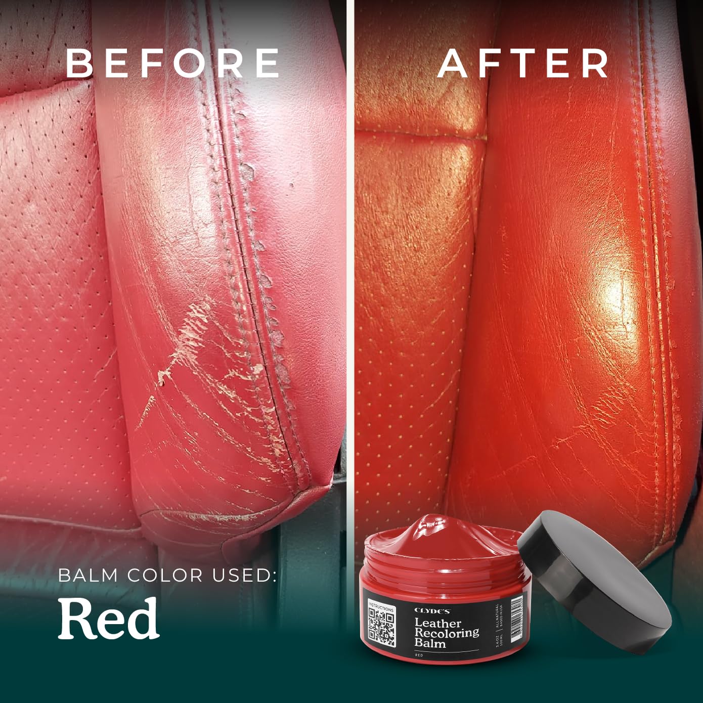 Clydes Recoloring Balm on sofa leather yields renewed richness.
