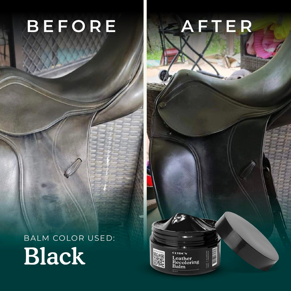 Sofa leather treated with Clyde's balm for lasting softness.