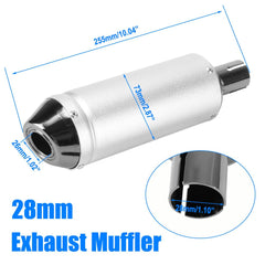 CMIYETO 28mm muffler for KLX and pit bikes enhances fit and performance.