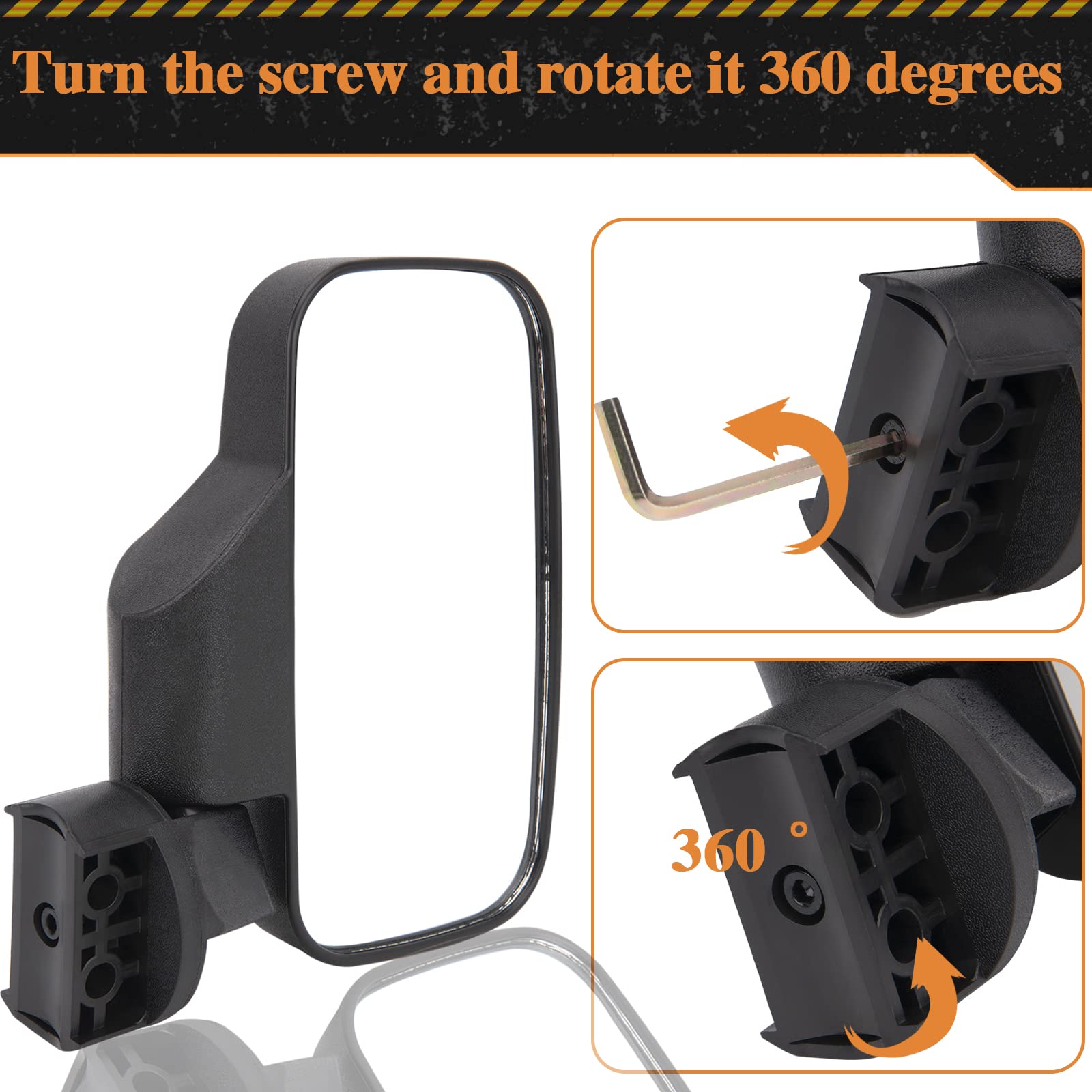 Aluminum bracket with anti-slip pads stabilizes the CMOOD mirror on the roll bar.