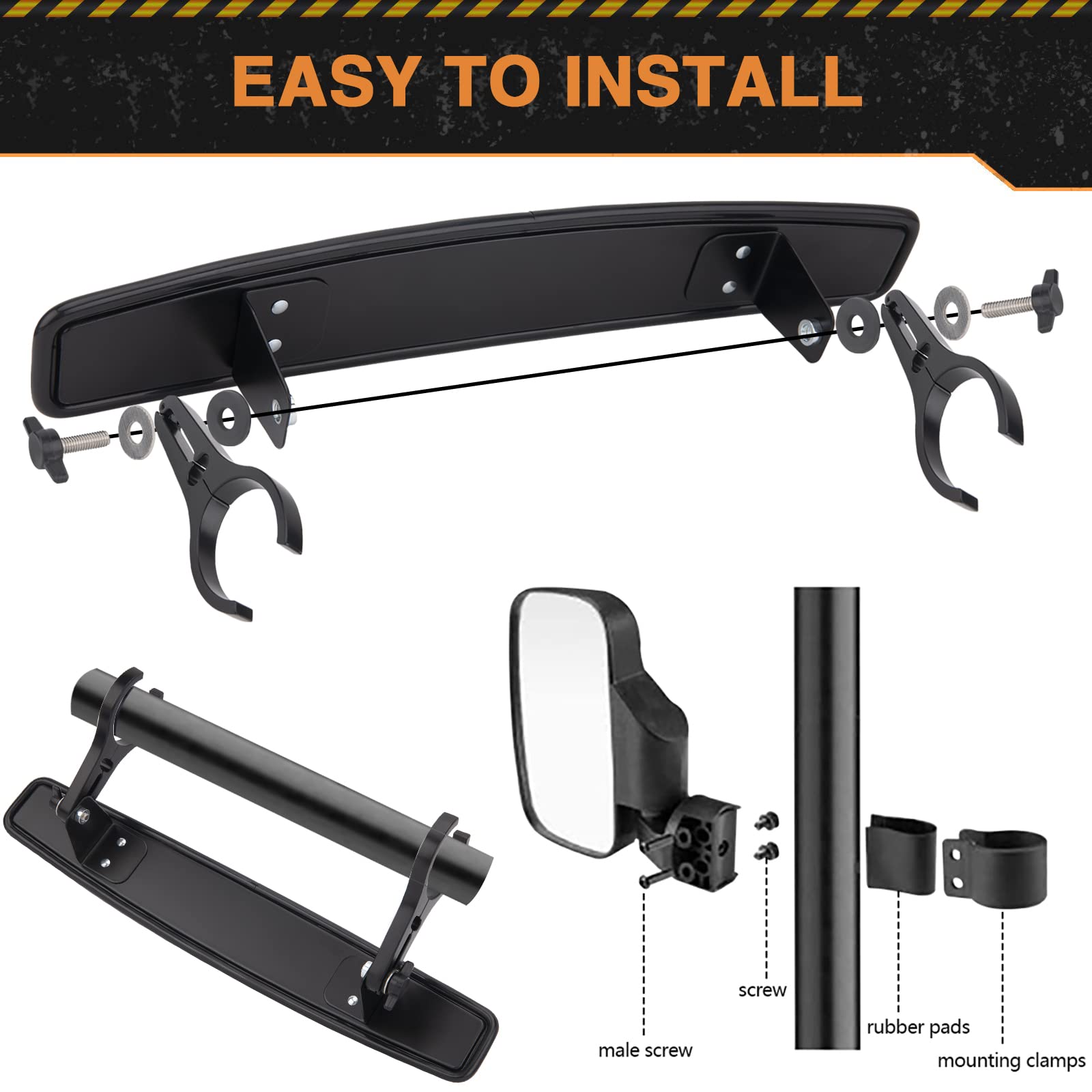 Rugged ABS housing of CMOOD UTV mirrors withstands wind and trail wear.