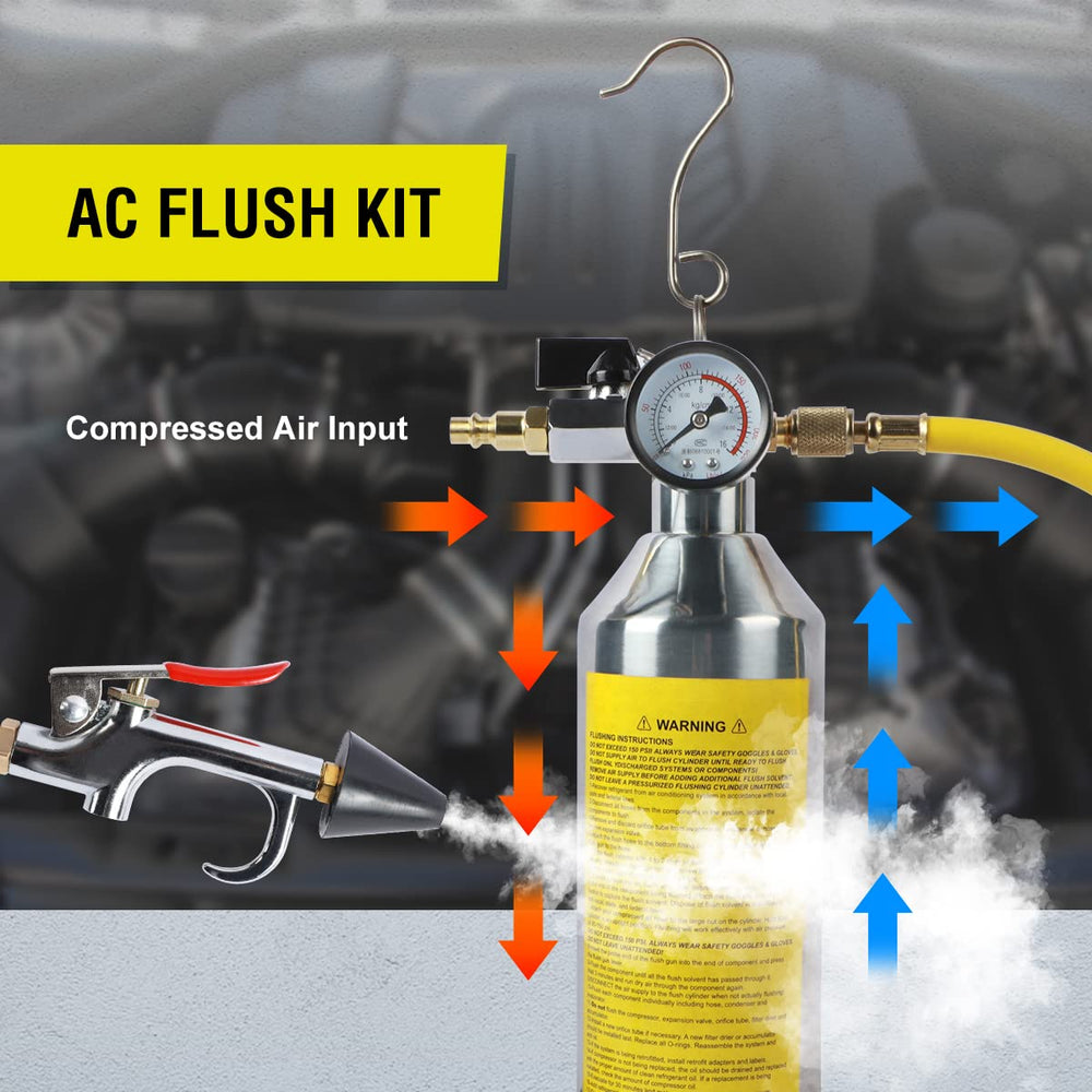 CMTOOL flush hose with brass fittings ensures reliable connections during A/C flushing tasks.