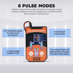 CMTOOL fuel injector tester with reverse polarity protection safety feature
