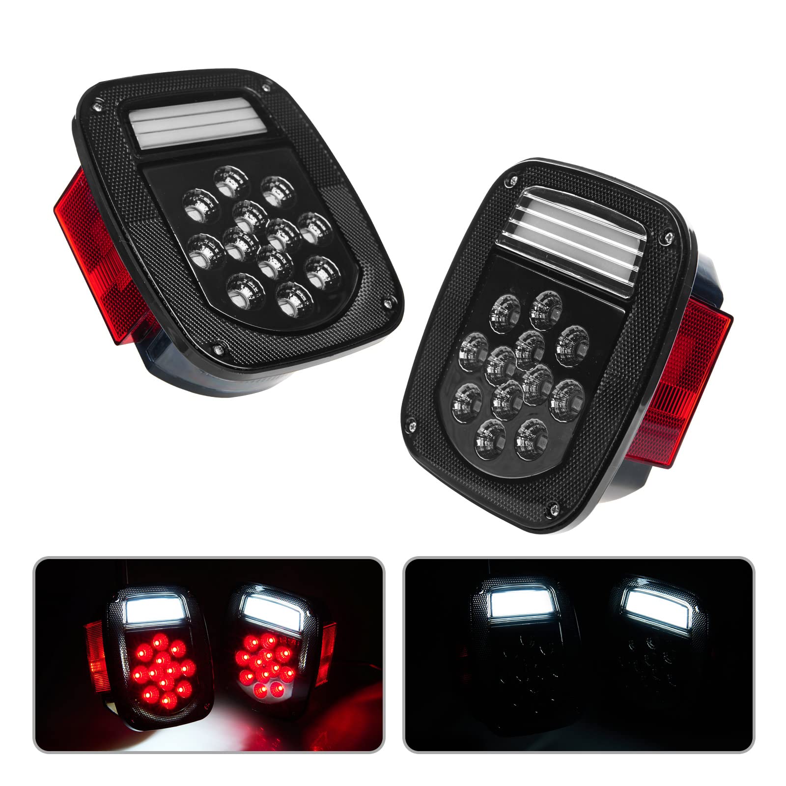 CMVT Auto LED tail light with smoked lens for Wrangler TJ improves rear visibility