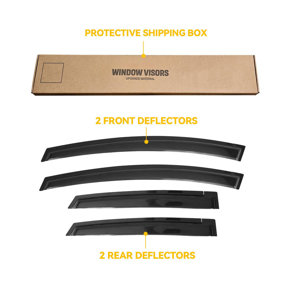 CMVT Auto out-channel visors help reduce mirror fogging on damp days.