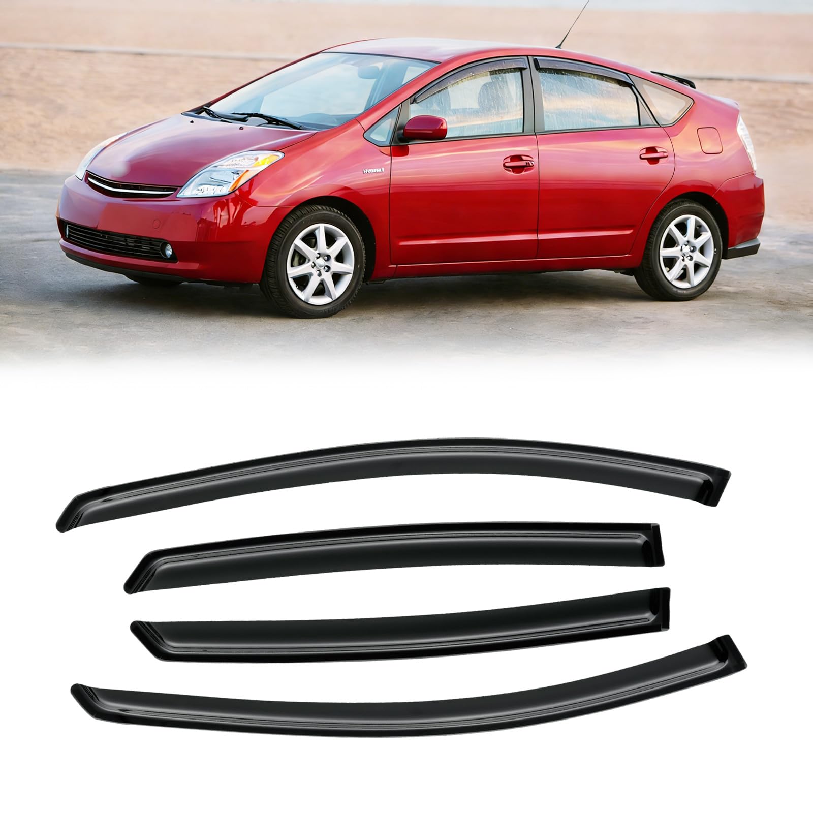 CMVT Auto Prius window visor, outside-mount 4pcs, keeps rain out while letting fresh air in