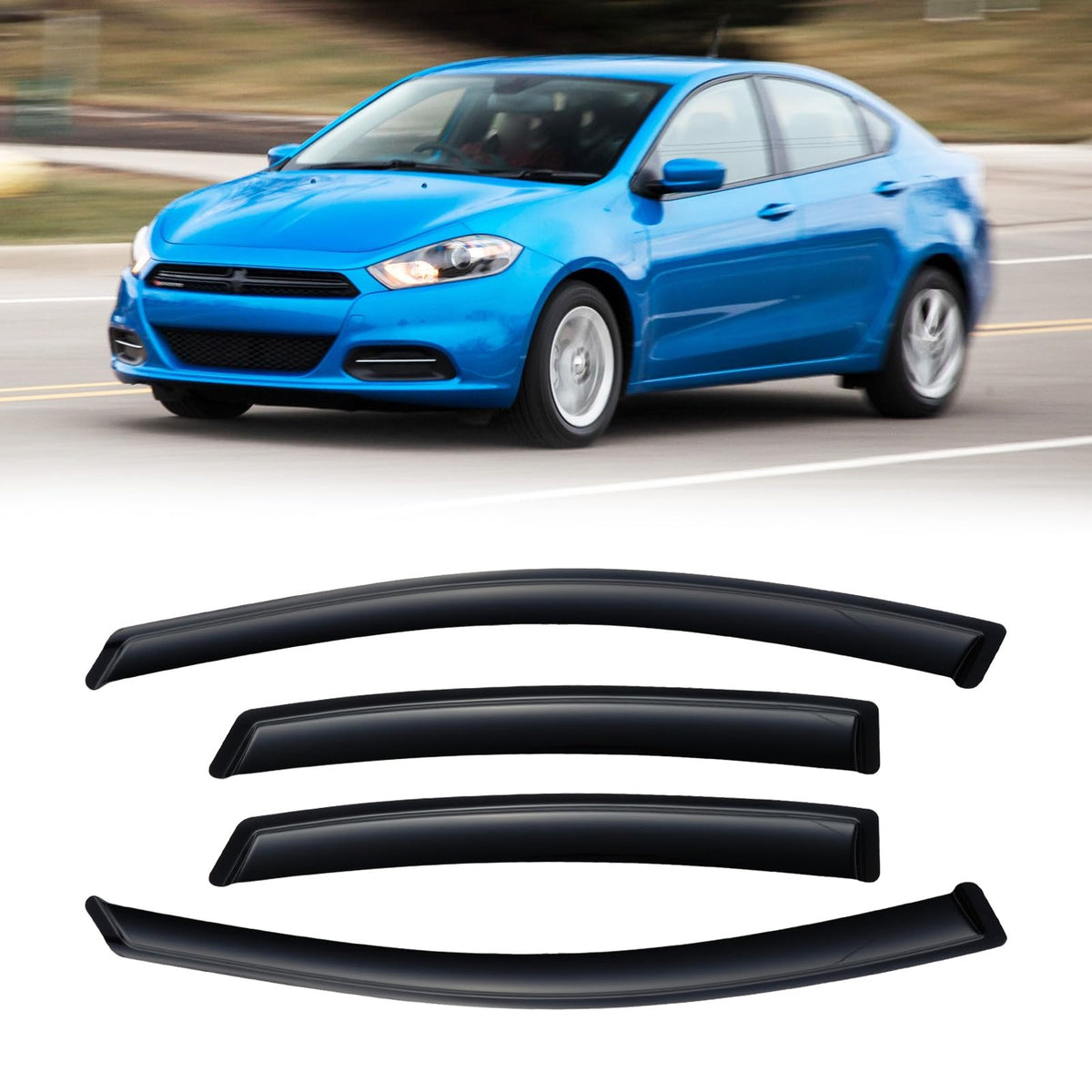 CMVT Auto rain guards for Dodge Dart out channel visor shields rain and wind