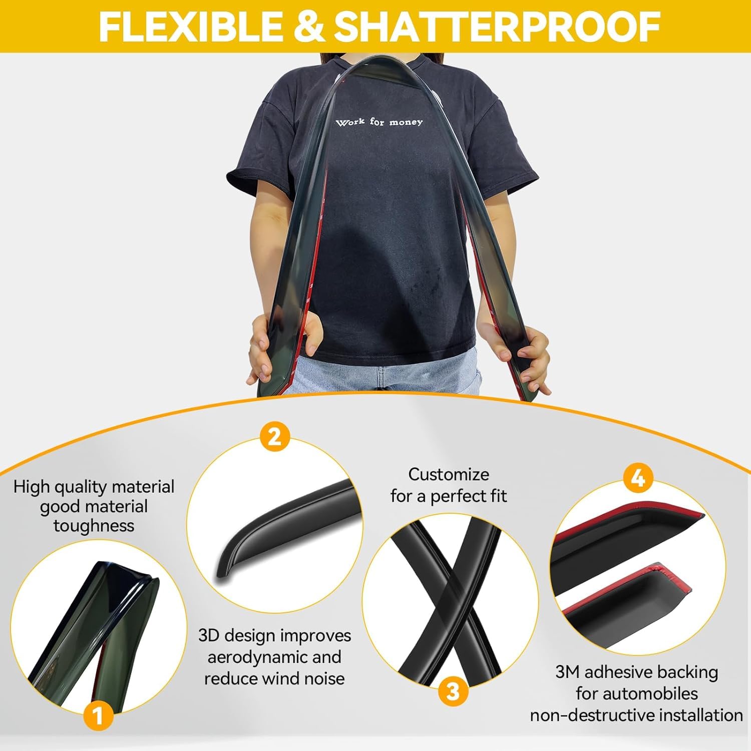 Durable acrylic rain guards for Tacoma double cab resist cracking over time