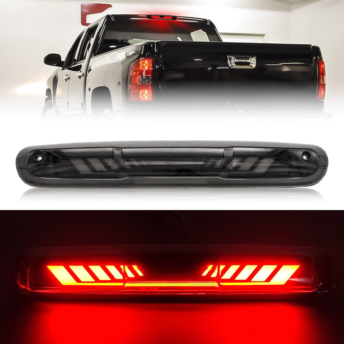 CMVT Auto third brake light rear view, direct-fit upgrade for Silverado/Sierra.