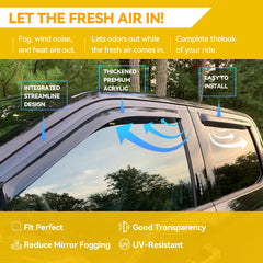 GMC/Chevy CK-series visors fit crew cab models for weather protection and airflow.