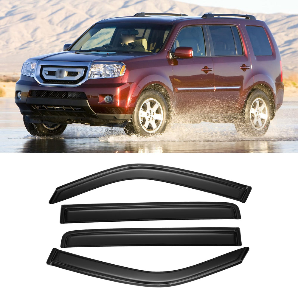 CMVT Auto window visors for Honda Pilot dark smoke reduce wind noise and invite fresh air