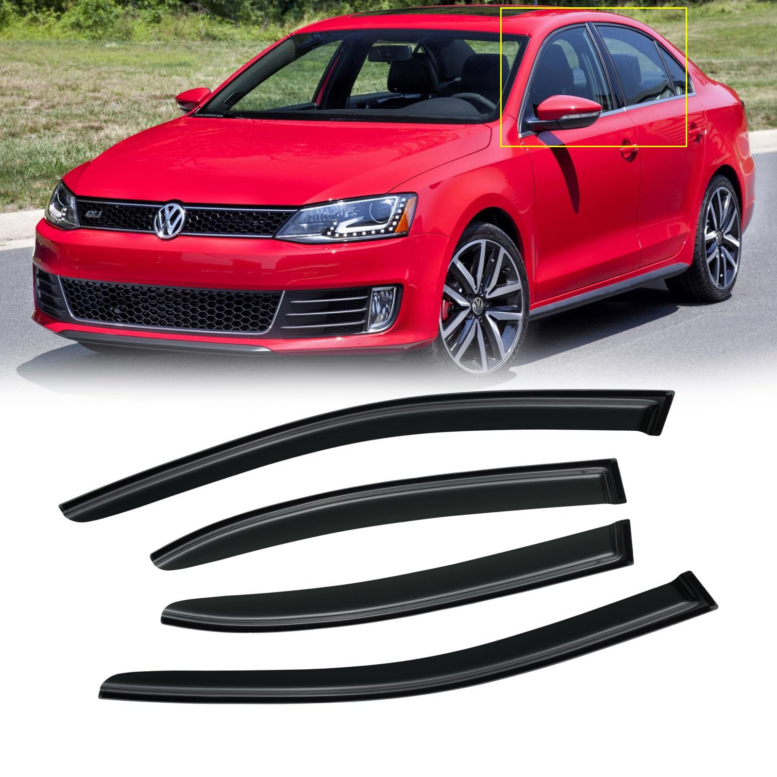 CMVT Auto VW Jetta window visors front-set shield rain and improve airflow.