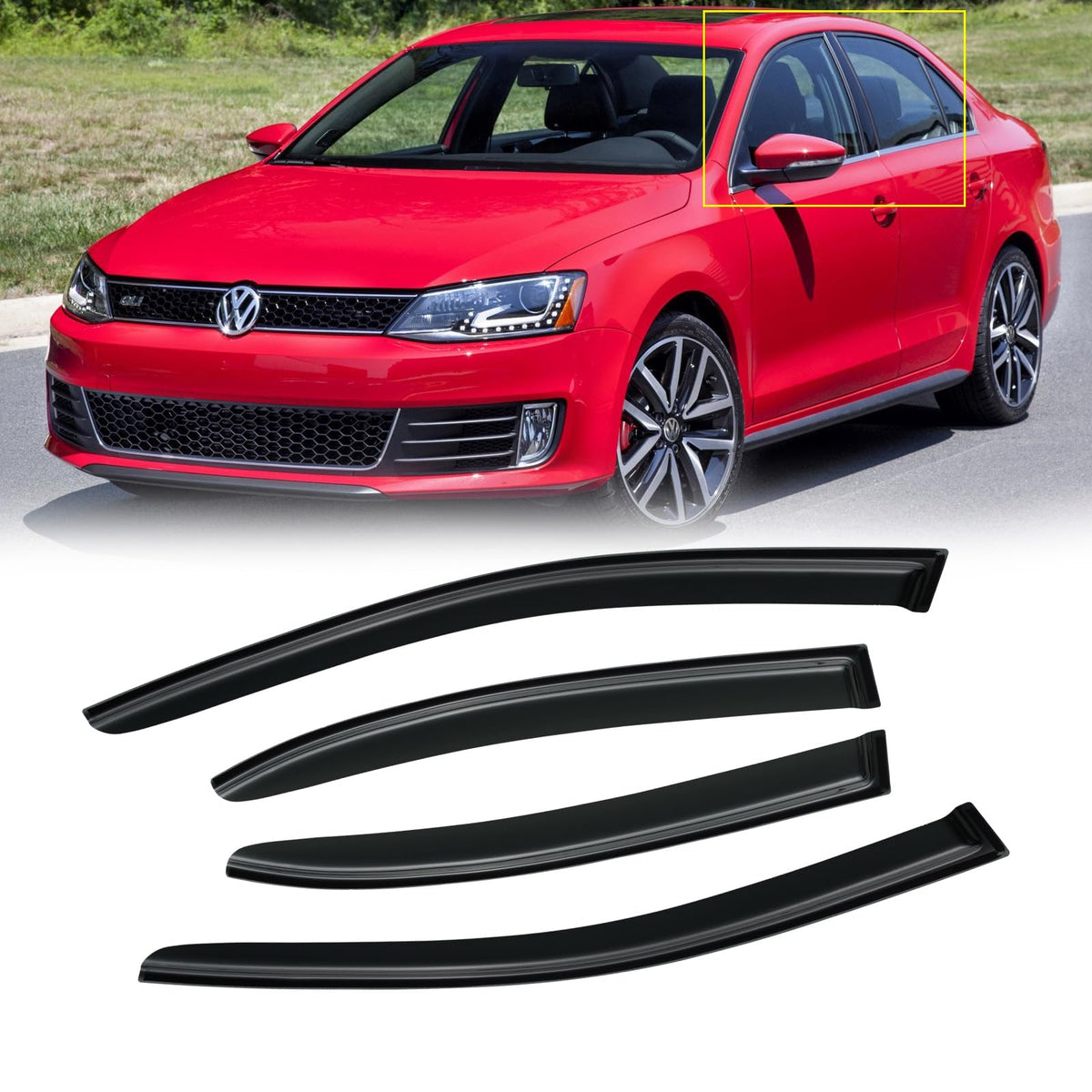 CMVT Auto VW Jetta window visors front-set shield rain and improve airflow.