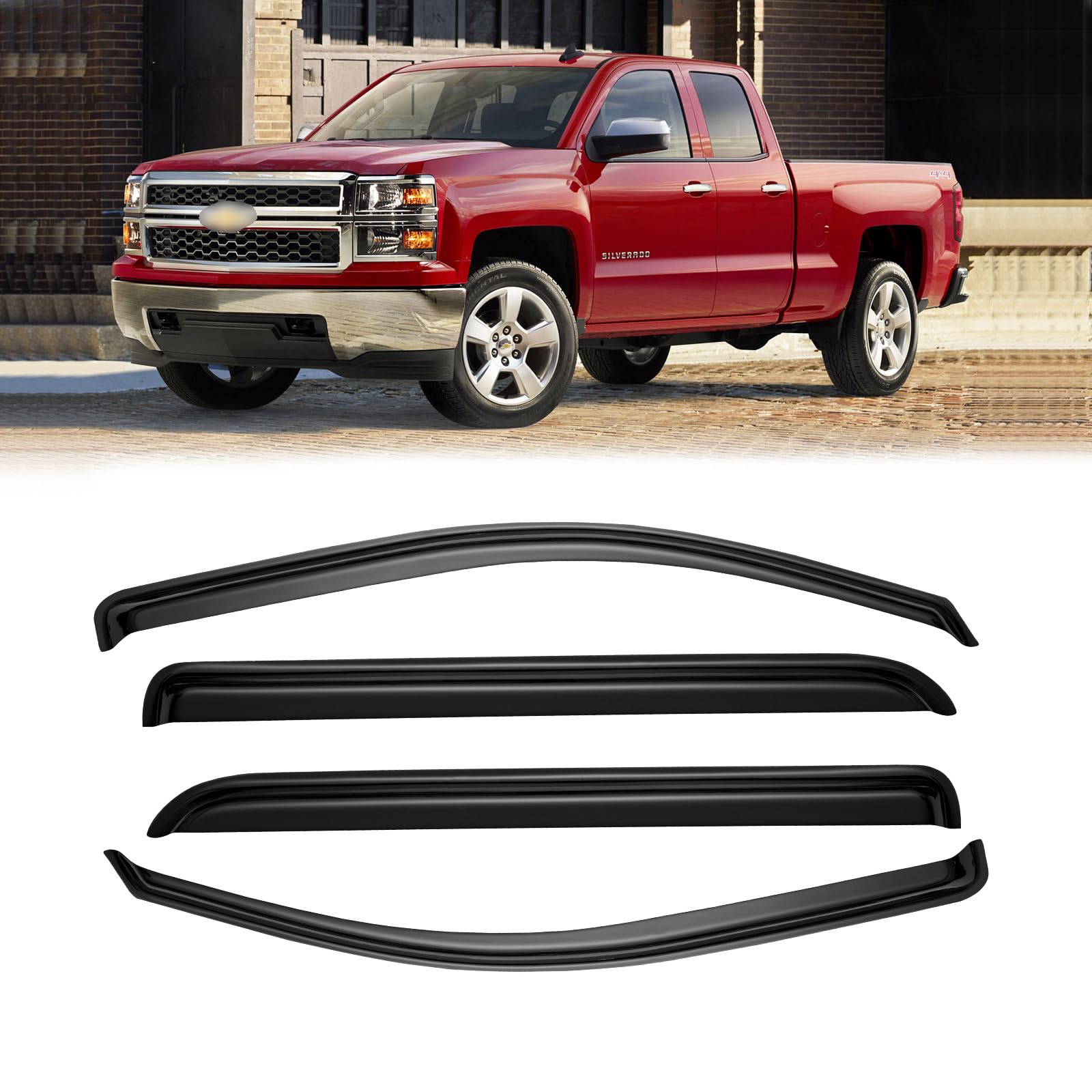 CMVT Auto Silverado 1500 Crew Cab window visors shield rain and wind