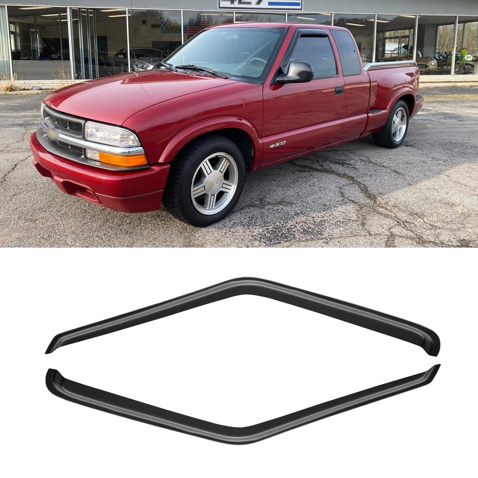 CMVT Auto window visor main view protects against rain while allowing air flow.