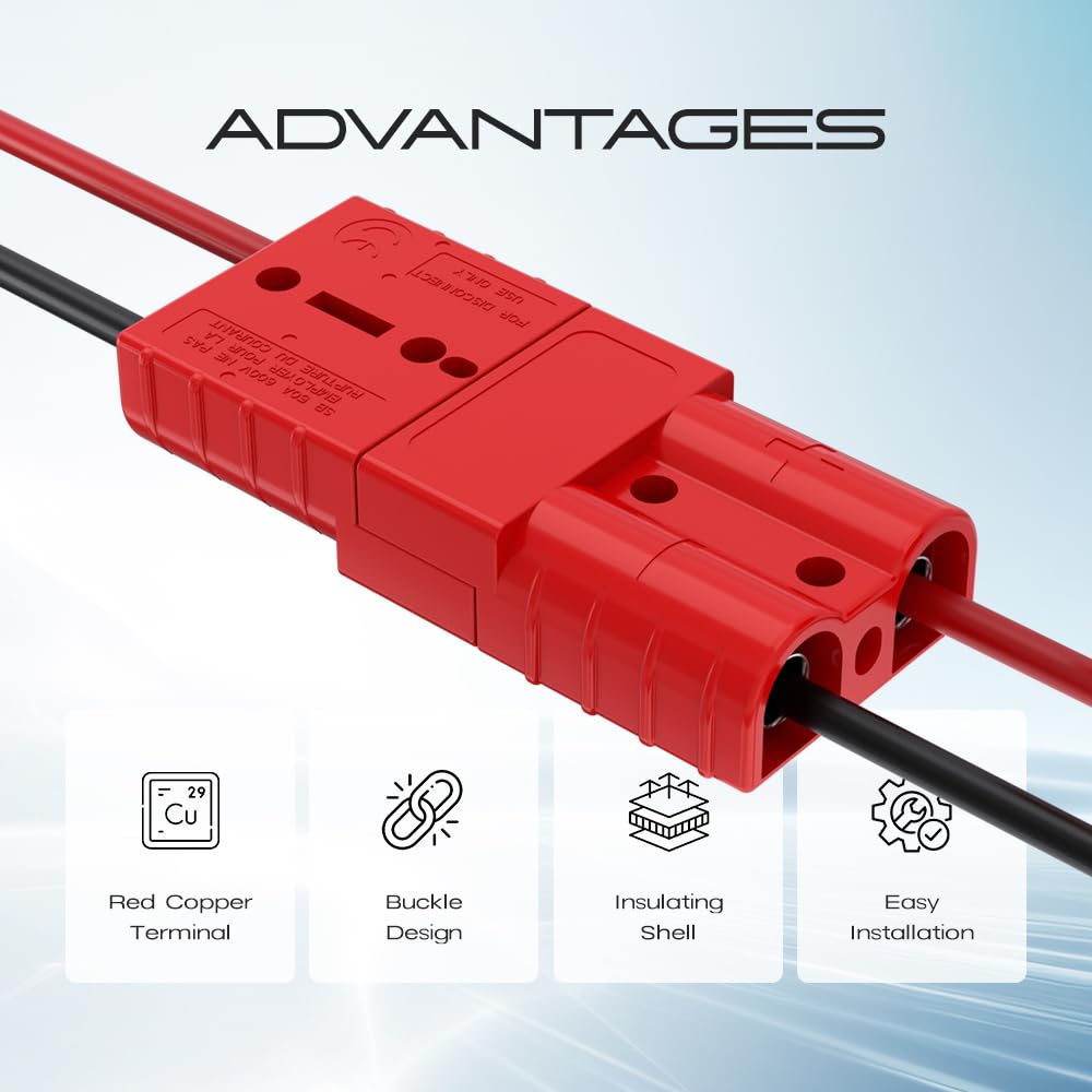 Cnaodun 50A 6-10 gauge quick-disconnect supports versatile power setups.