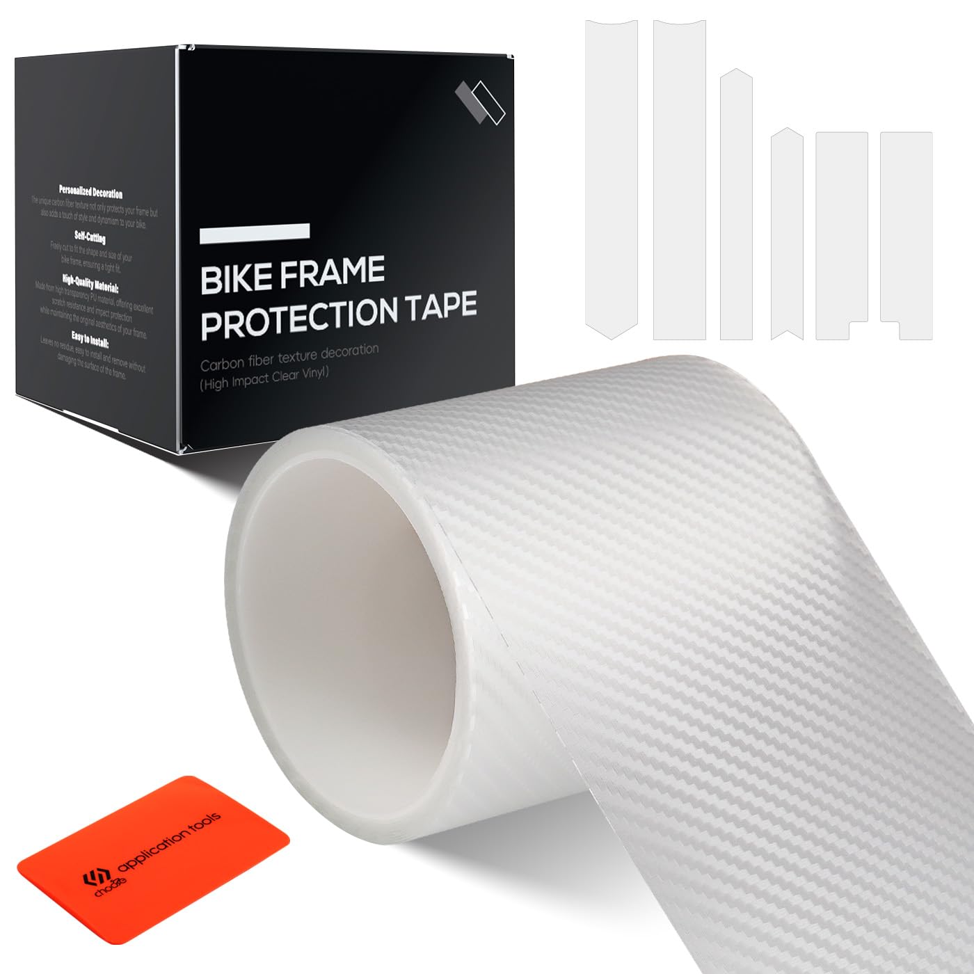 CNCLOL carbon fiber frame protection tape close-up showing glossy durability