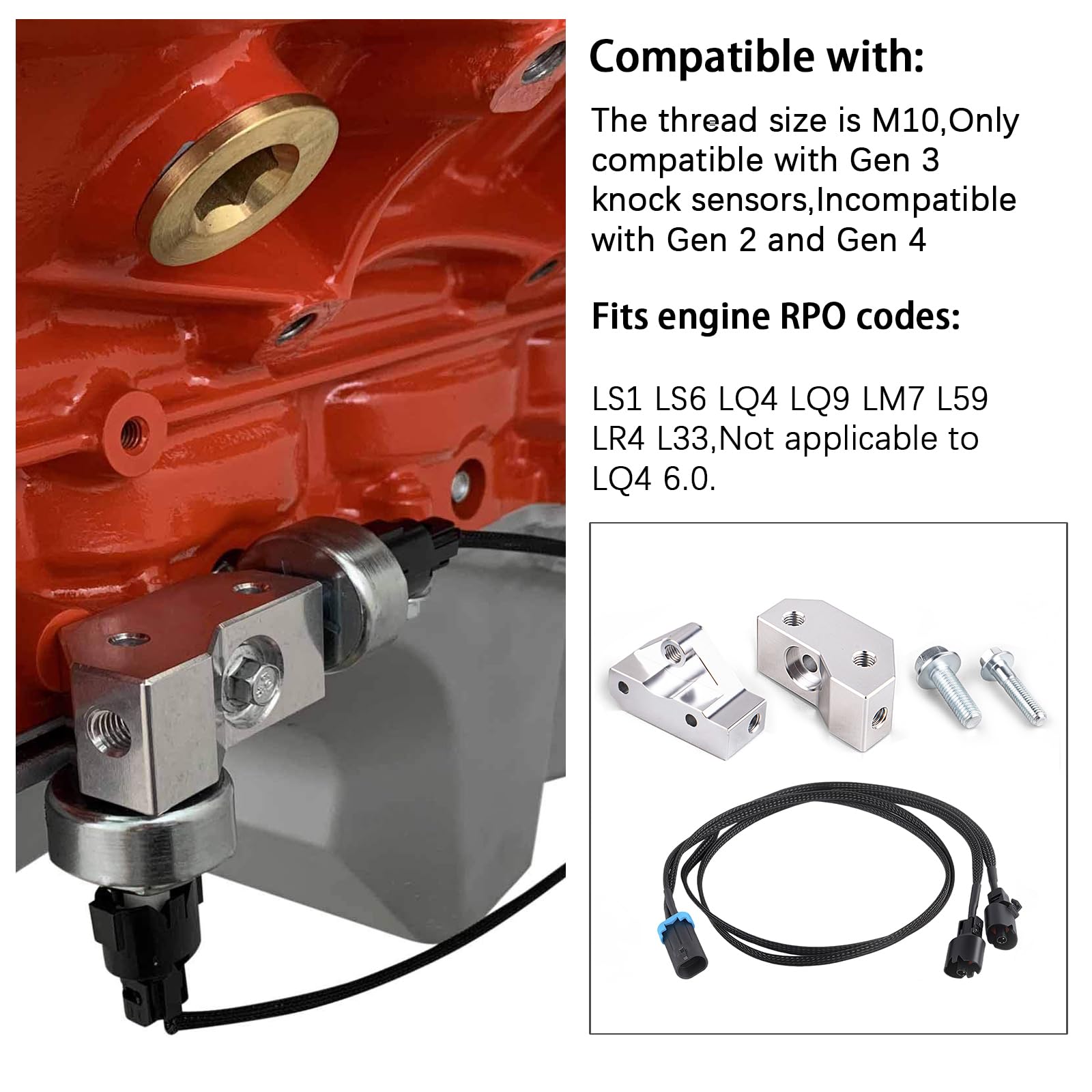 CNRAQR 36-inch knock sensor extension harness enables flexible relocation.